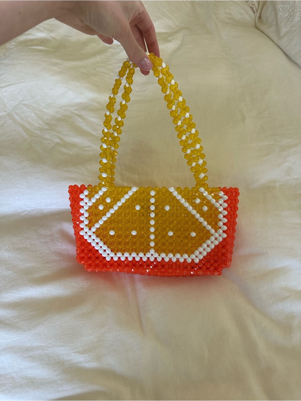 Susan Alexandra beaded fruit bag